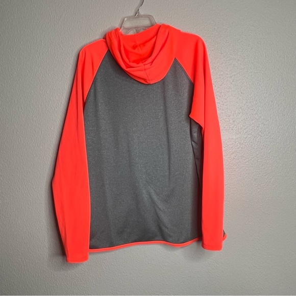 Nike Therma-Fit Gray Orange Hoodie Sweatshirt Just Do It Spellout Womens Size XL - Picture 10 of 10